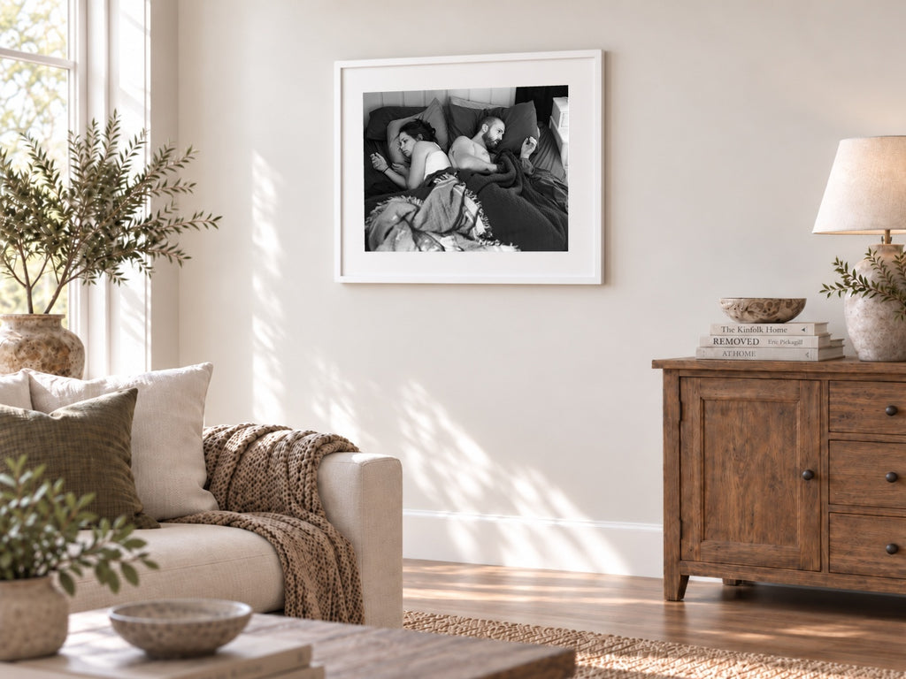 Angie and Me, Chapel Hill, North Carolina, 2014, a framed fine art print by Eric Pickersgill shown in a living room