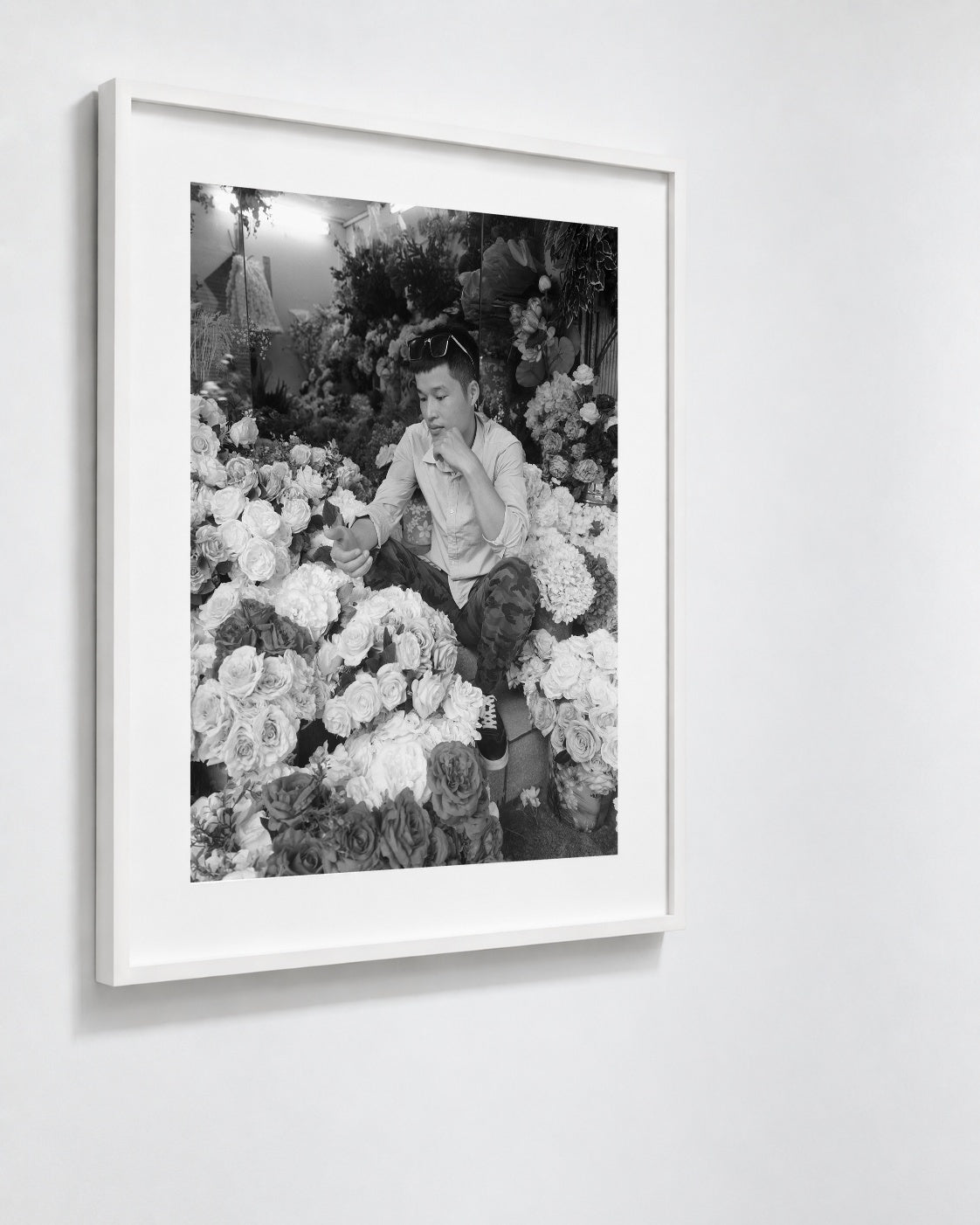 Lotus in a Flower Shop, Hanoi, Vietnam, 2018 — framed on wall