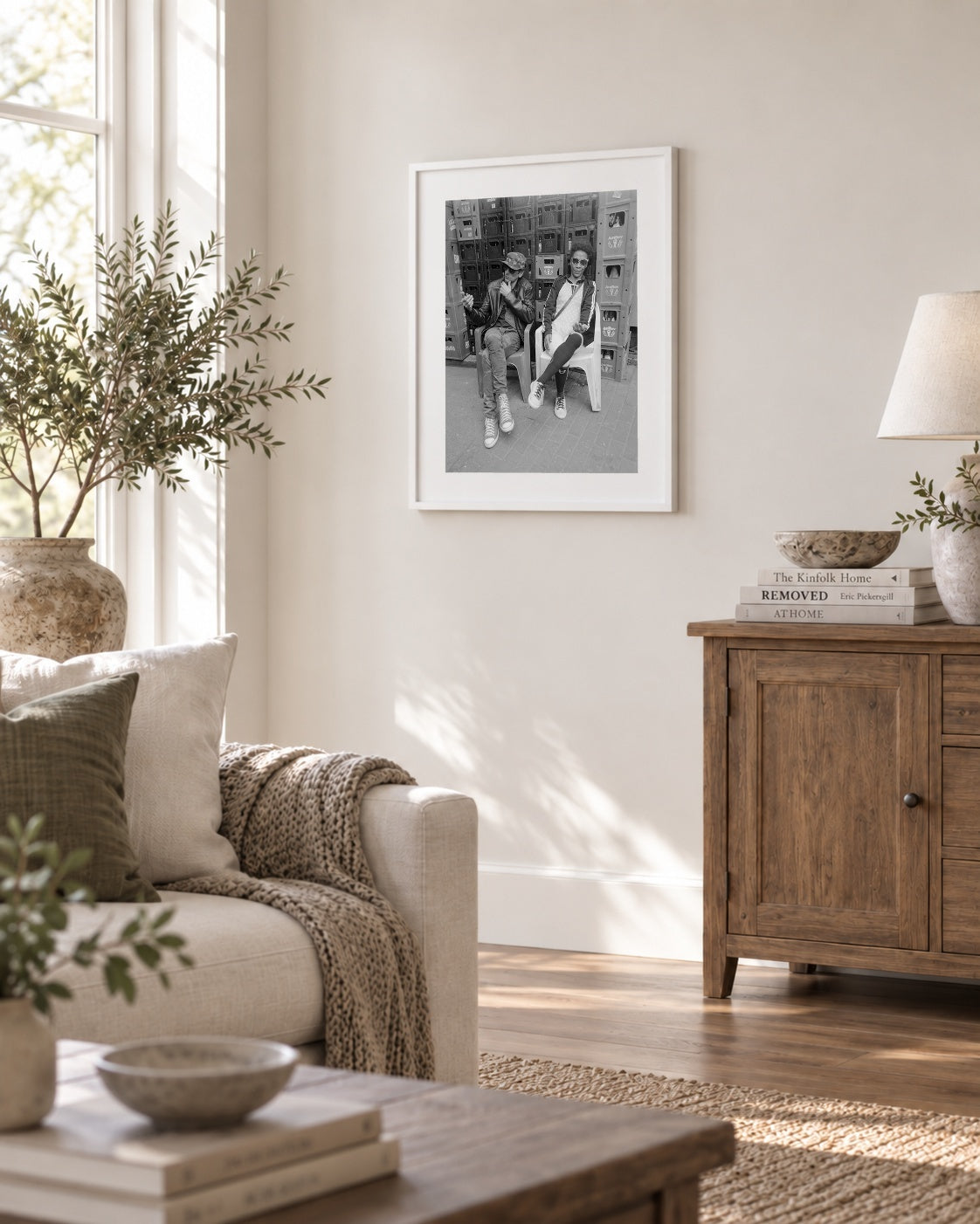 Lucas and Amanda, Rocinha, Brazil, 2025, a framed fine art print by Eric Pickersgill shown in a living room